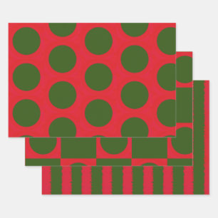 Muster des roten grünen Punktes Geschenkpapier Set
