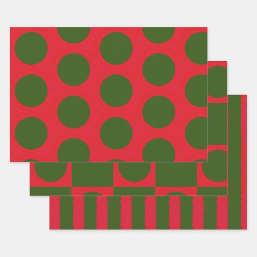 Muster des roten grünen Punktes Geschenkpapier Set (Set)