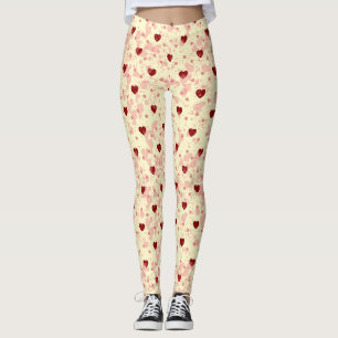 Muster des roten Herzens auf einem gelben Hintergr Leggings