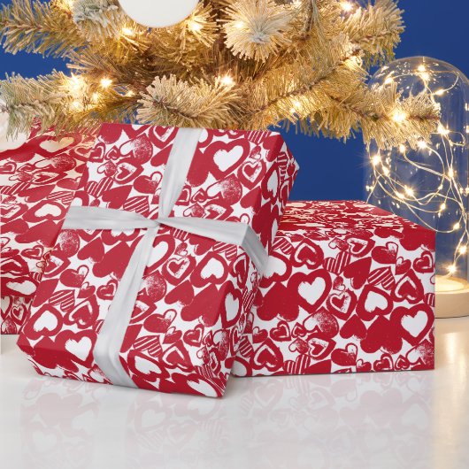 Muster des roten Herzens Geschenkpapier (Feiertage)