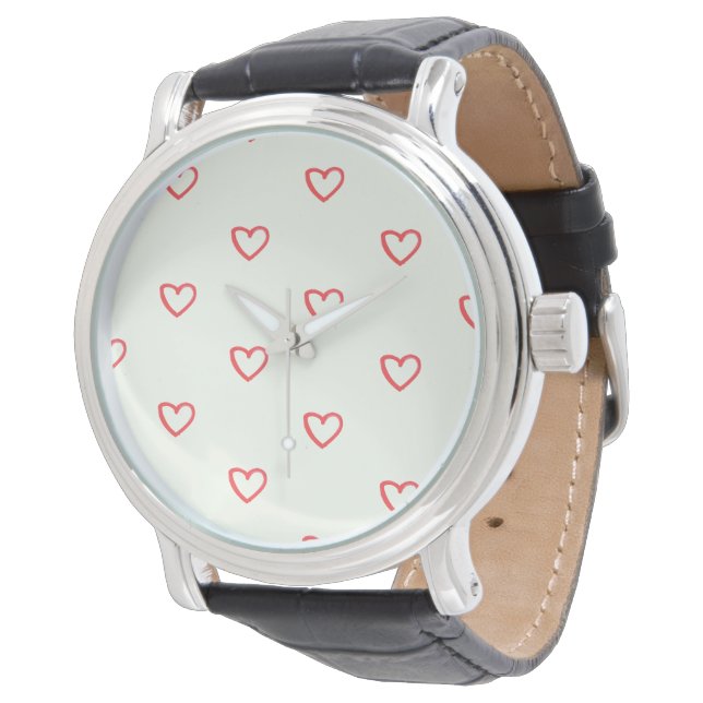 Muster des roten Herzens, Niedlich, Liebe Armbanduhr (Schrägansicht)