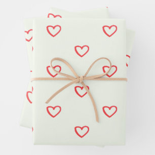 Muster des roten Herzens, Niedlich, Liebe Geschenkpapier Set