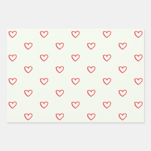 Muster des roten Herzens, Niedlich, Liebe Geschenkpapier Set (Vorderseite)