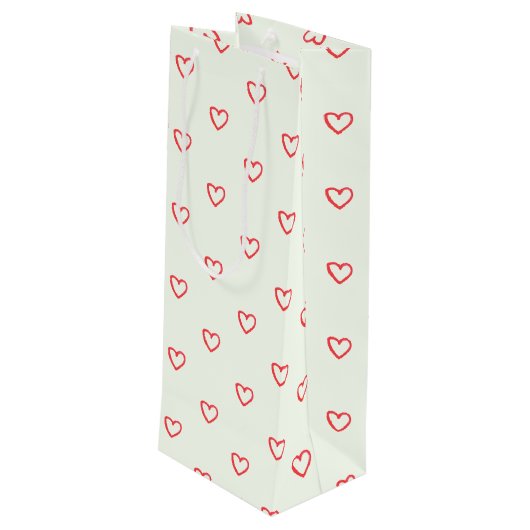 Muster des roten Herzens, Niedlich, Liebe Geschenktüte Für Weinflaschen (Rückseite Schrägansicht)