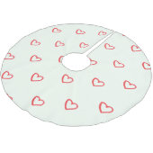 Muster des roten Herzens, Niedlich, Liebe Polyester Weihnachtsbaumdecke (Schrägansicht)