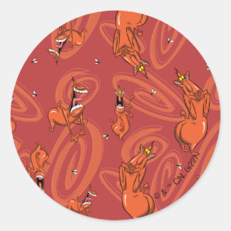 Muster des roten Typ von Kuh und Hühnern Runder Aufkleber