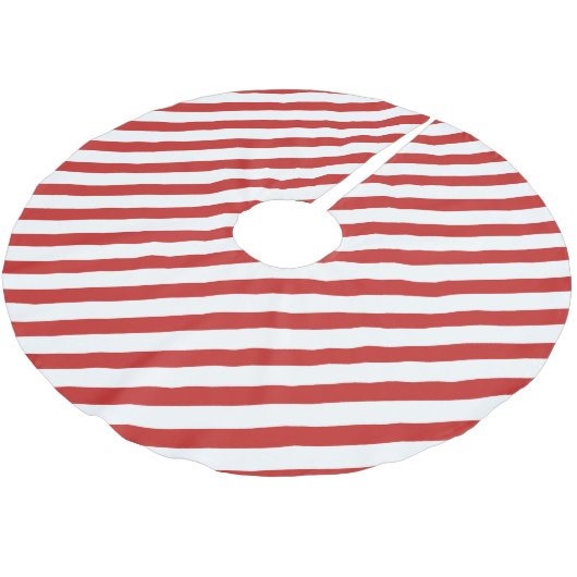 Muster des roten und weißen Diagonalstreifens Polyester Weihnachtsbaumdecke (Schrägansicht)