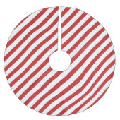 Muster des roten und weißen Diagonalstreifens Polyester Weihnachtsbaumdecke (Vorderseite)