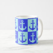 Muster des Schachbrettmusters - Blau des Ozeans Kaffeetasse (VorderseiteRechts)