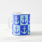 Muster des Schachbrettmusters - Blau des Ozeans Kaffeetasse (Vorderseite Links)