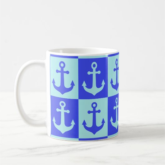 Muster des Schachbrettmusters - Blau des Ozeans Kaffeetasse (Links)