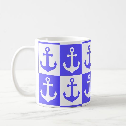 Muster des Schachbrettmusters - Ozeanblau Kaffeetasse (Links)