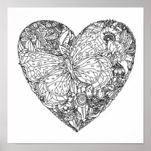 Muster des Schmetterlingsherzes 2 Poster