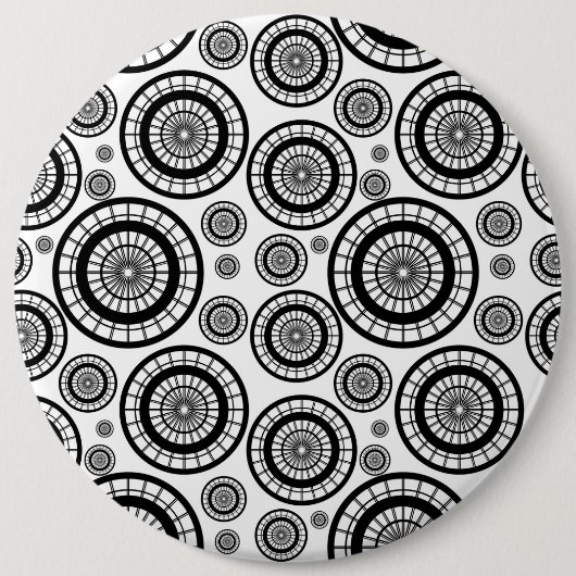 Muster des schwarz-weiß wiederholten Radmusters Button (Vorderseite)