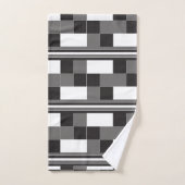 Muster des Schwarz-weißen grauen Karos Streifen Badhandtuch Set (Handtuch)