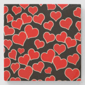 Muster des schwebenden roten Herzens Steinuntersetzer (Vorderseite)