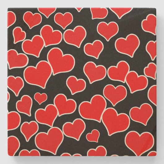 Muster des schwebenden roten Herzens Steinuntersetzer (Vorderseite)