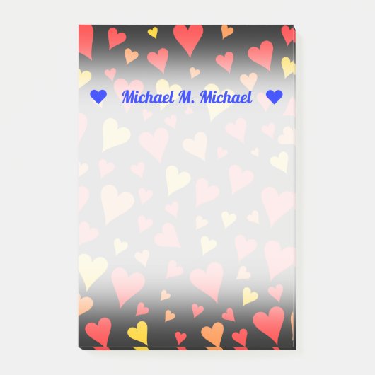 Muster des schwebenden roten, orangefarbenen und g post-it klebezettel (Vorderseite)