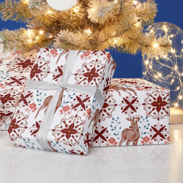 Muster des skandinavischen Hirsches und Kaleidosko Geschenkpapier