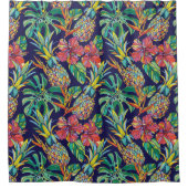 Muster des tropischen Ananas-Hibiskus Duschvorhang (Vorderseite)