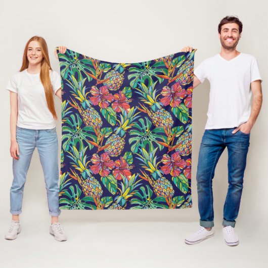 Muster des tropischen Ananas-Hibiskus Fleecedecke (Beispiel)
