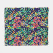 Muster des tropischen Ananas-Hibiskus Fleecedecke (Vorderseite (Horizontal))