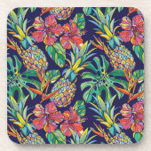 Muster des tropischen Ananas-Hibiskus Getränkeuntersetzer (Vorderseite)
