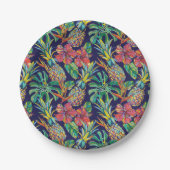 Muster des tropischen Ananas-Hibiskus Pappteller (Vorderseite)