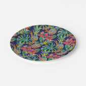 Muster des tropischen Ananas-Hibiskus Pappteller (Schrägansicht)