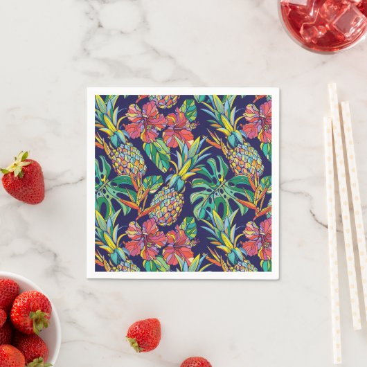 Muster des tropischen Ananas-Hibiskus Serviette (Beispiel)