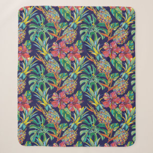 Muster des tropischen Ananas-Hibiskus Sherpadecke