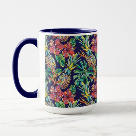 Muster des tropischen Ananas-Hibiskus Tasse (Links)