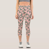 Muster des tropischen Gartens Blätter Capri Leggings (Vorderseite)