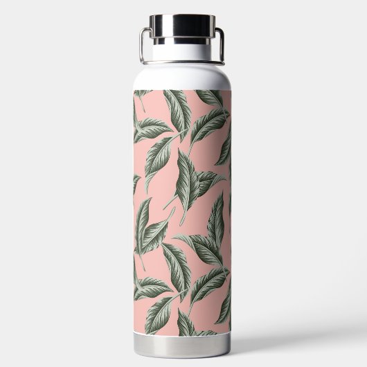 Muster des tropischen Gartens Blätter Trinkflasche (Rückseite)
