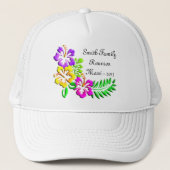 Muster des tropischen Hibiskus Truckerkappe (Vorderseite)