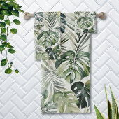 Muster des tropischen Regenwaldes in Aquarelltönen Badhandtuch Set