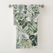 Muster des tropischen Regenwaldes in Aquarelltönen Badhandtuch Set (Insitu)