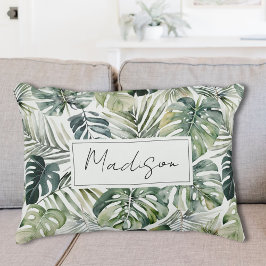 Muster des tropischen Regenwaldes in Aquarelltönen Dekokissen