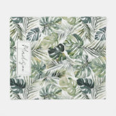 Muster des tropischen Regenwaldes in Aquarelltönen Fleecedecke (Vorderseite (Horizontal))