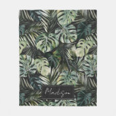 Muster des tropischen Regenwaldes in Aquarelltönen Fleecedecke (Vorderseite)