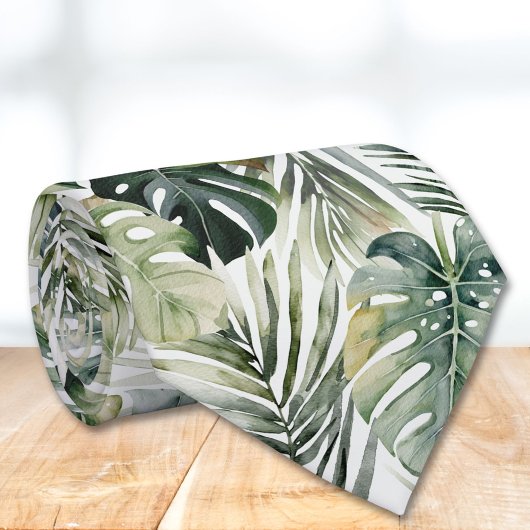 Muster des tropischen Regenwaldes in Aquarelltönen Krawatte