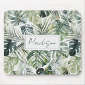 Muster des tropischen Regenwaldes in Aquarelltönen Mousepad (Vorne)