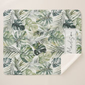 Muster des tropischen Regenwaldes in Aquarelltönen Sherpadecke (Vorderseite (Horizontal))