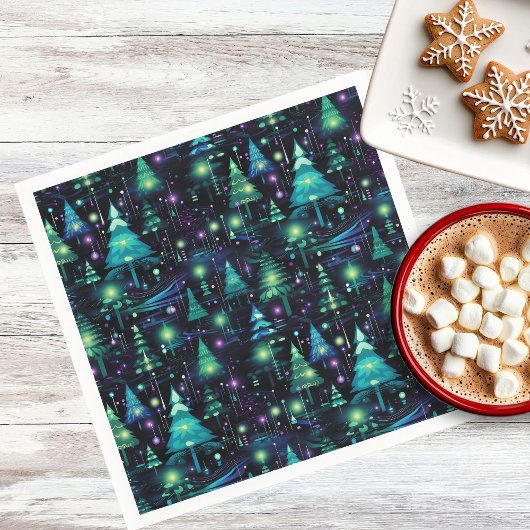 Muster des verzauberten Waldbaums Serviette