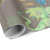 Muster des verzauberten Walddrachen Geschenkpapier (Rolleneckpunkt)