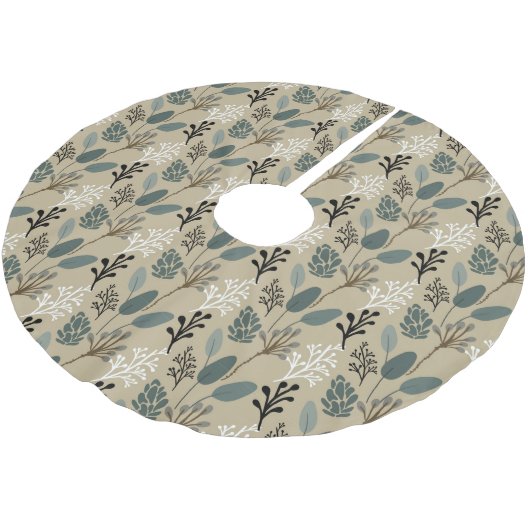 Muster des waldlandgeprägten Erdtones Polyester Weihnachtsbaumdecke (Schrägansicht)