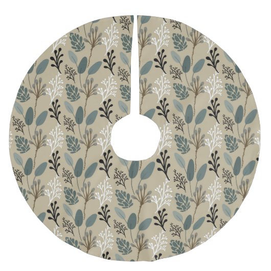 Muster des waldlandgeprägten Erdtones Polyester Weihnachtsbaumdecke (Vorderseite)