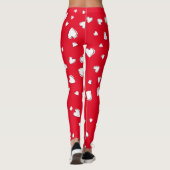 Muster des weißen Herzens auf Rot Leggings (Rückseite)
