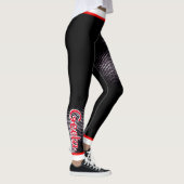 Muster des weißen Punktes mit Name auf BLACK Leggings (Rechts)