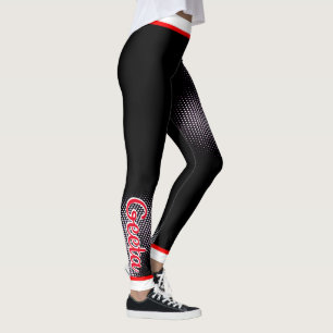 Muster des weißen Punktes mit Name auf BLACK Leggings